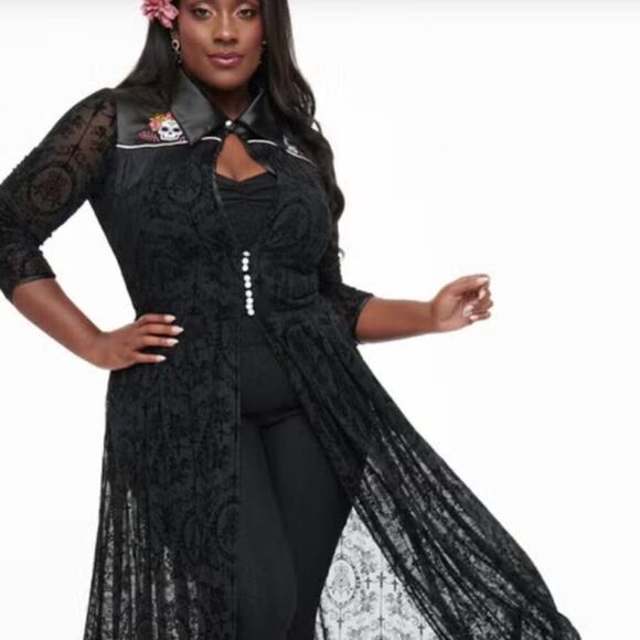 Unique Vintage 1950s Black Flocked  Dia De Los Muertos Duster Sz #3 M #50 - Picture 4 of 12